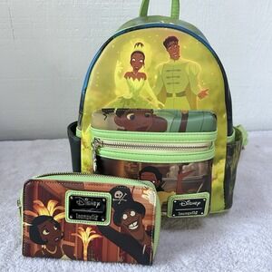 Loungefly Disney Princess and the Frog Scene Mini Backpack & 4" Wallet NWOT